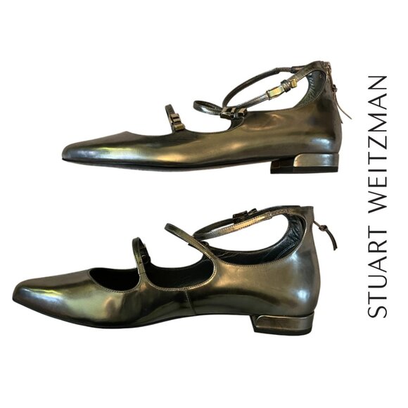 Stuart Weitzman | Flippy Pewter Mary Jane Flats, size 9M - Picture 2 of 6